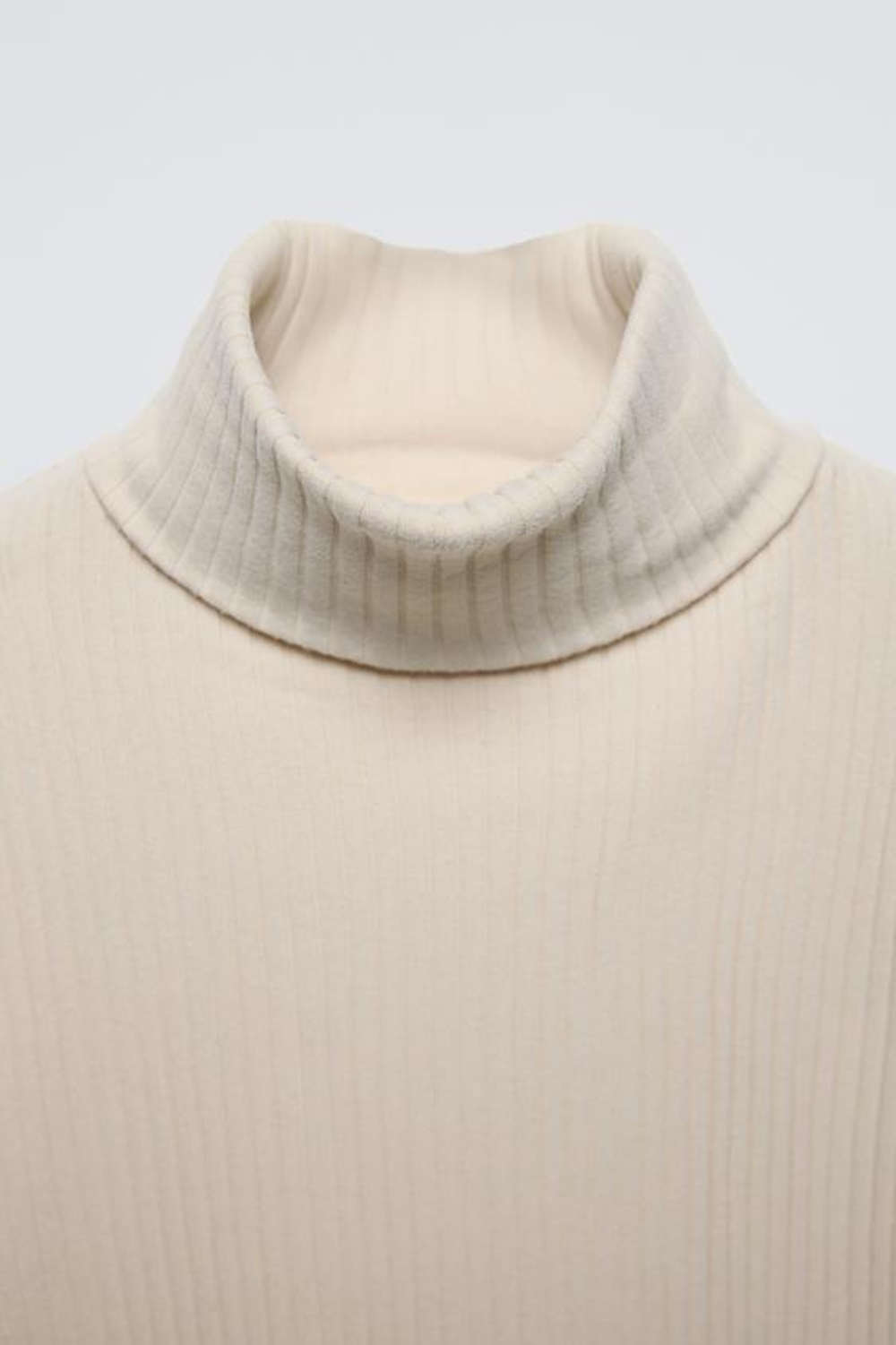 ZARA ФУТБОЛКА В РУБЧИК С ОТВОРОТОМ НА ВОРОТНИКЕ, ЭКРЮ