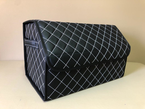 Органайзер в багажник черный с белой строчкой большой 55см*30см*30см