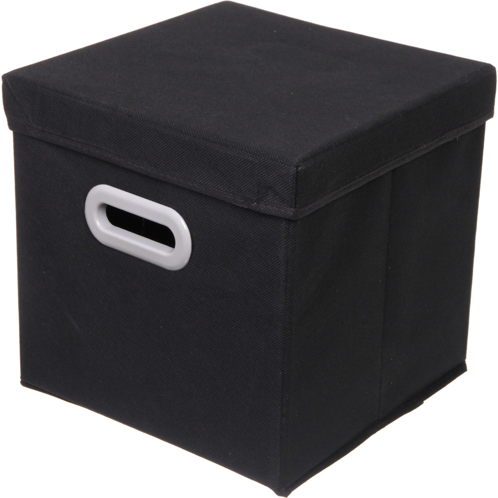 Короб - органайзер складной стеллажный для хранения вещей с крышкой «ДОМания», цвет черный, 28*28*28см (лейбл)
