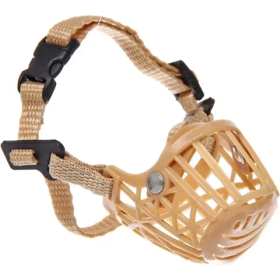 Намордник гуманный из гибкого пластика «Мой Бро», цвет светло - бежевый, №1 (лейбл)