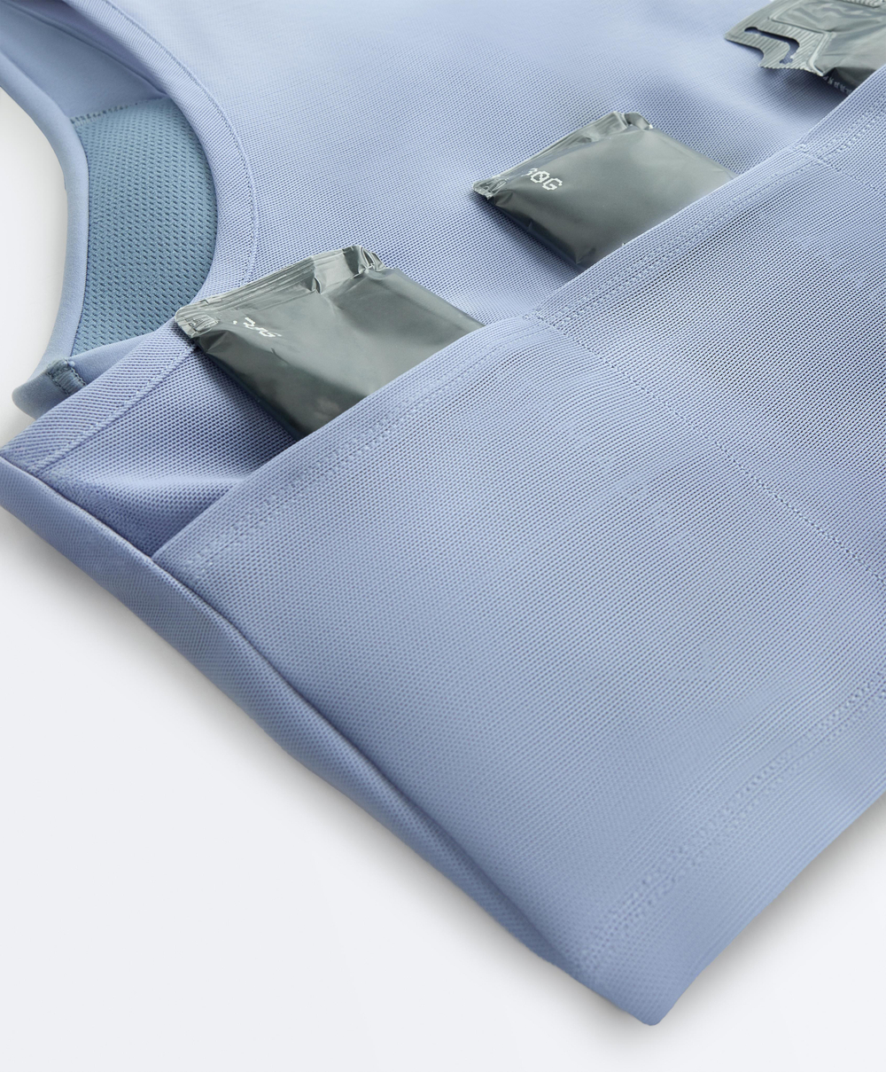 Oysho Майка Compressive с прозрачными деталями, серо-синий