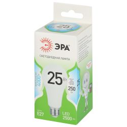 Лампочка светодиодная ЭРА GREEN LINE LED A60-25W-840-E27 GL E27 25 Вт груша яркий белый свет | Лампы cветодиодные Груша (A)