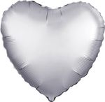 Шар (19''/48 см) Сердце, Мистик, Платина, Сатин, 1 шт.