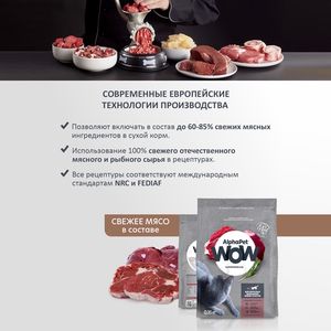 Уценка! Срок 08.2025/ Сухой корм AlphaPet WOW Superpremium для взрослых домашних кошек и котов c говядиной и печенью