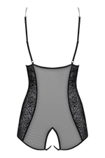 Пикантное боди Diamond с интимным доступом и сверкающим декором (Размер: S-M) (Цвет: черный)