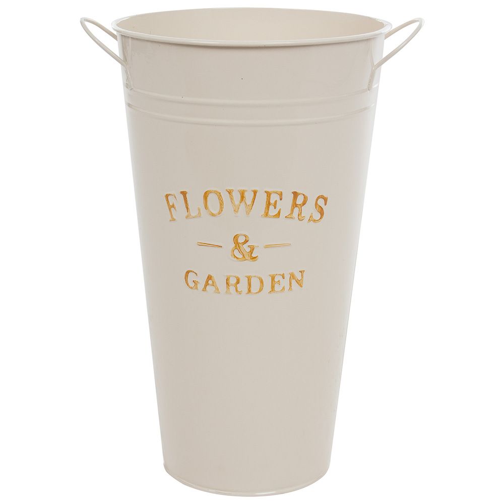 Вазон "Flowers" (цинк) D20xH35см 6л с ручками (Крем)