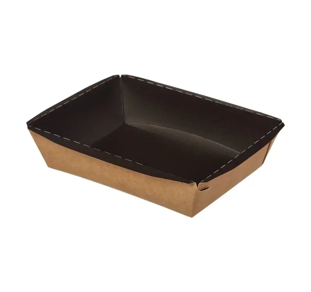 Контейнер бумажный Crystal Box Black 800 мл с купольной крышкой 207х130х70 мм черный/крафт