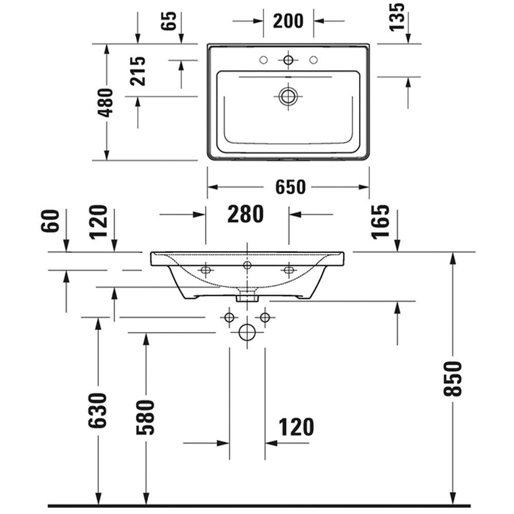 Раковина Duravit D-Neo 2367650000 накладная 65 см, цвет белый