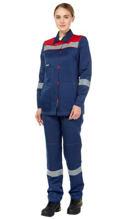 Костюм "ТИМБЕР" женский (куртка и полукомбинезон), цвет: синий с красным