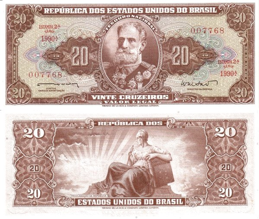 Бразилия 20 крузейро 1962 Аллегорическая женщина UNC