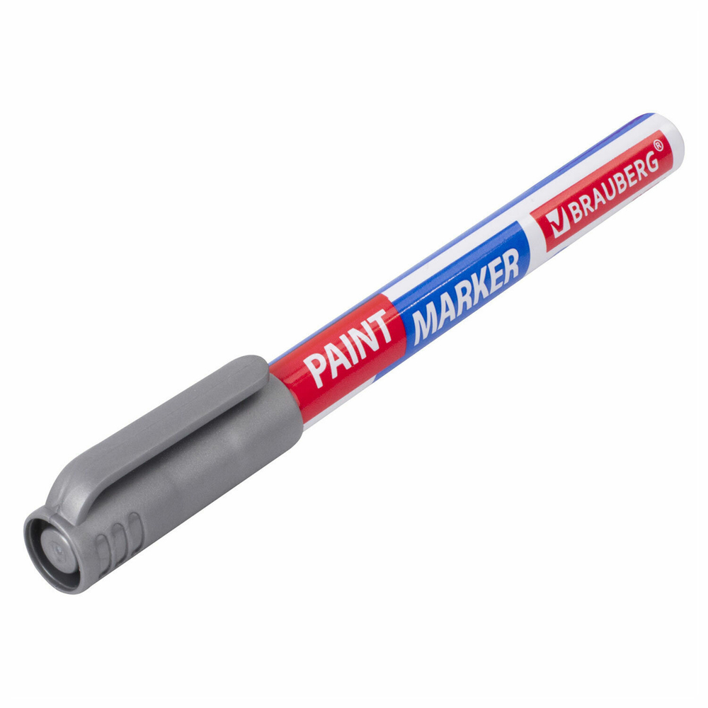 Маркер-краска лаковый EXTRA (paint marker) 1 мм СЕРЕБРЯНЫЙ усиленная нитро-основа BRAUBERG (12 штук в упаковке)