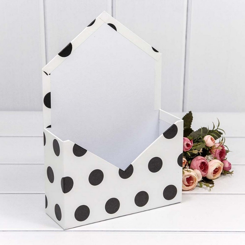 Коробка Конверт "Горох" Белая