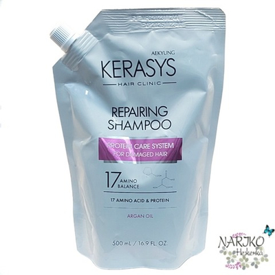 Шампунь для повреждённых волос восстанавливающий KeraSys Hair Clinic Repairing Shampoo, мягкая упаковка 500 мл.