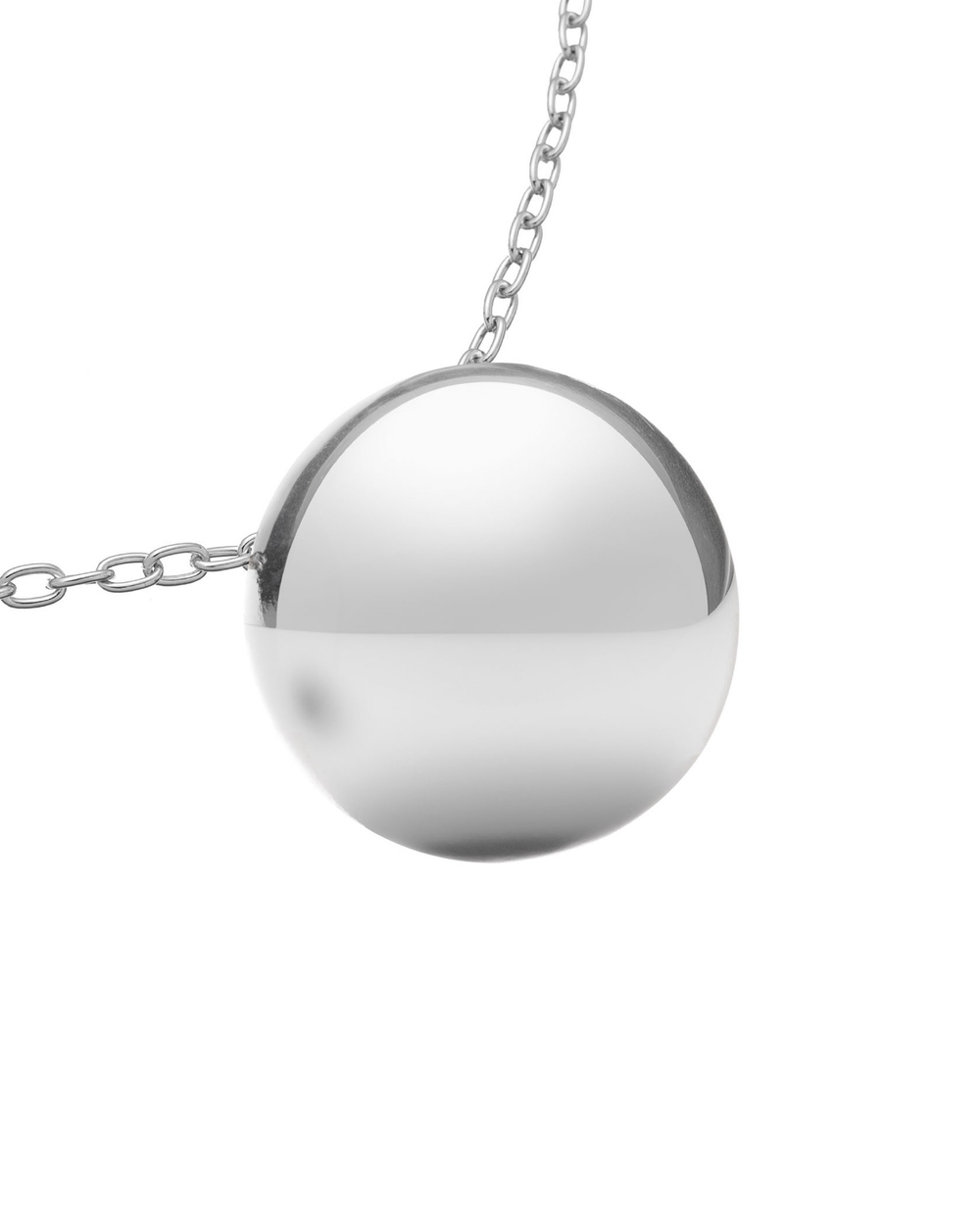 Подвеска металлический шар на длинной цепочке, серебро