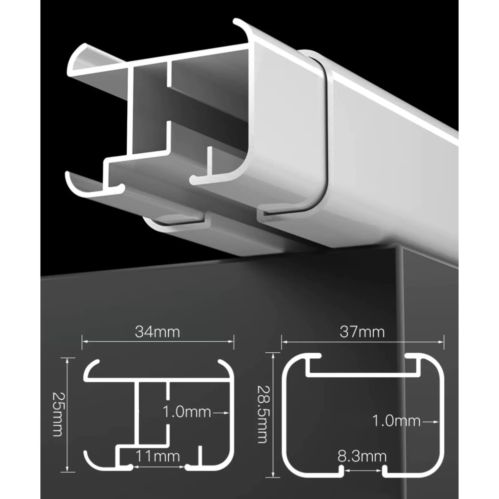 Электрический карниз для штор с регулировкой длины, алюминиевый, потолочный, с пультом