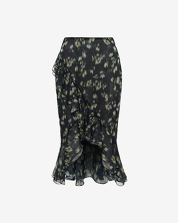 Юбка миди из принтованного шифона с воланом
