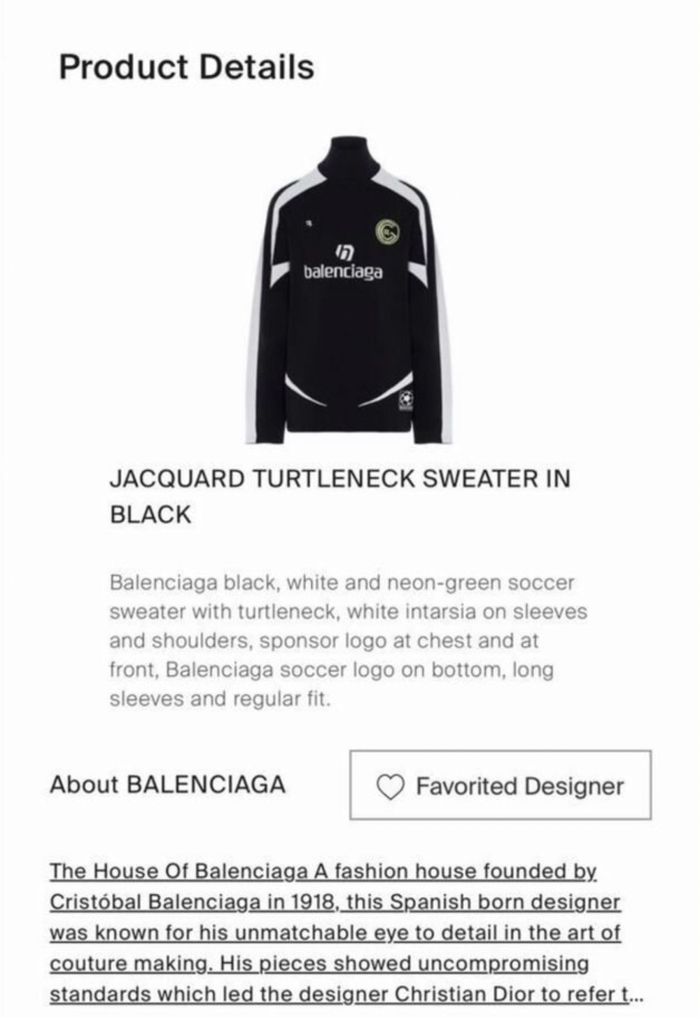 Свитер Balenciaga Soccer Limited Edition