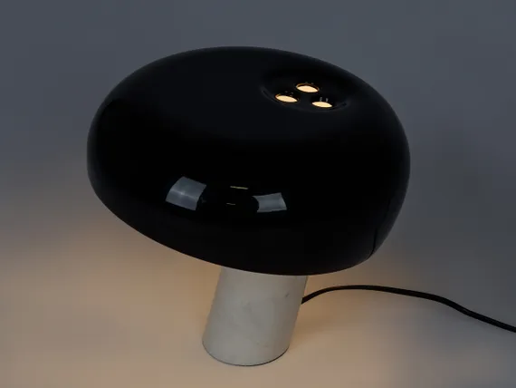 Настольный светильник Boletus 36х40 см, белый мрамор, черный абажур