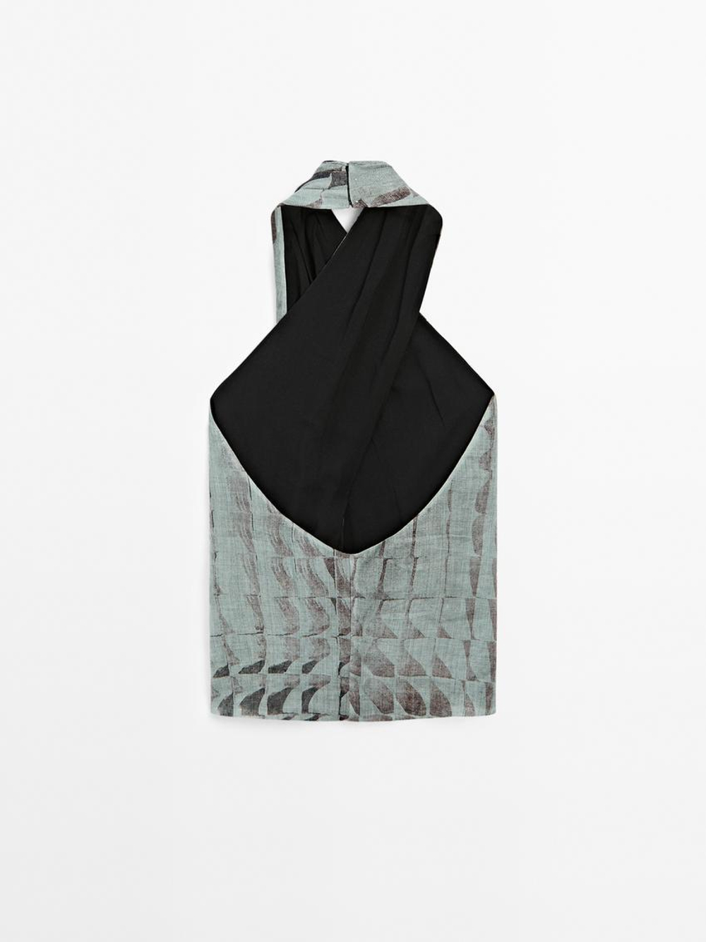 Massimo Dutti Топ внахлест с принтом, синий