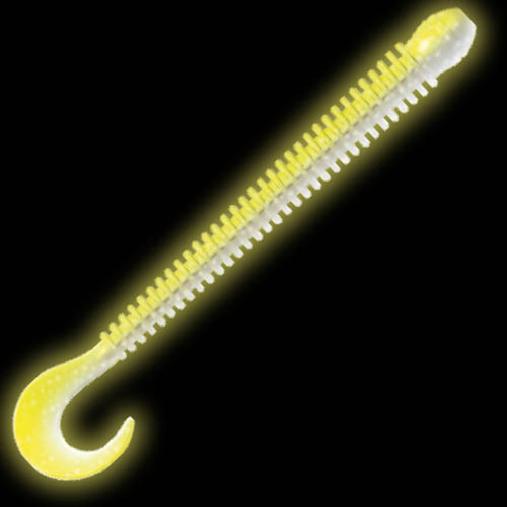 Приманка ZUB-WORM-ZANDER 108мм(4,3")-5шт, (цвет 404) желтый светящийся