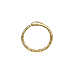 кольцо уроборос с фианитом или белым топазом