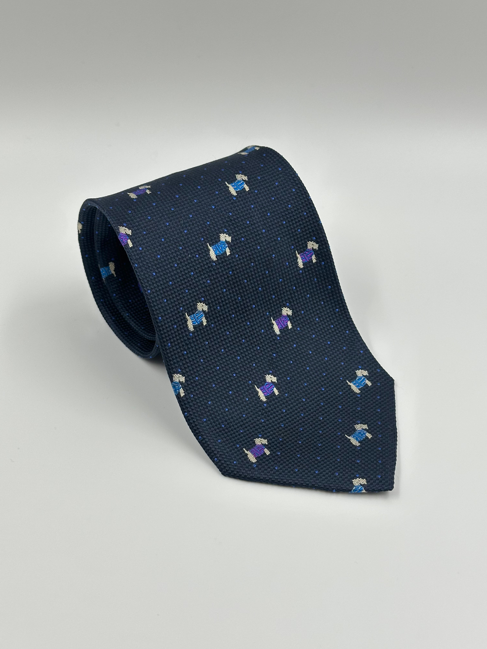 Галстук синий с собачками Yves Saint Laurent