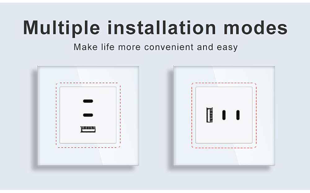 Блок зарядки в рамку 65W TYPE A+C+C 65WUSB (белый)