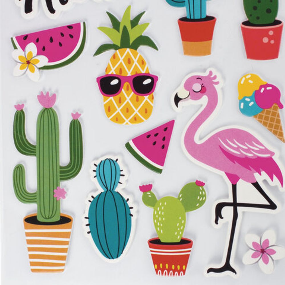 Наклейки из EVA "Гавайи", 17 штук, ассорти, 13х21 см, ЮНЛАНДИЯ, 662684