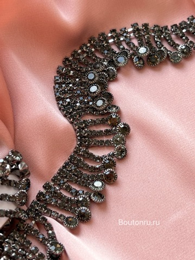 Бахрома стразы графит