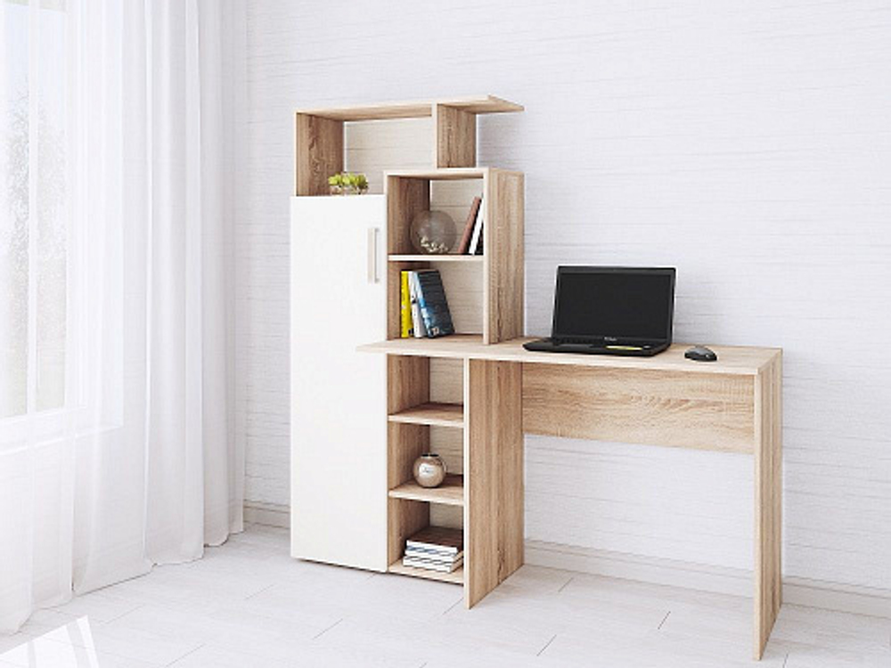 Стол компьютерный Квартет-7, дуб сонома/белый