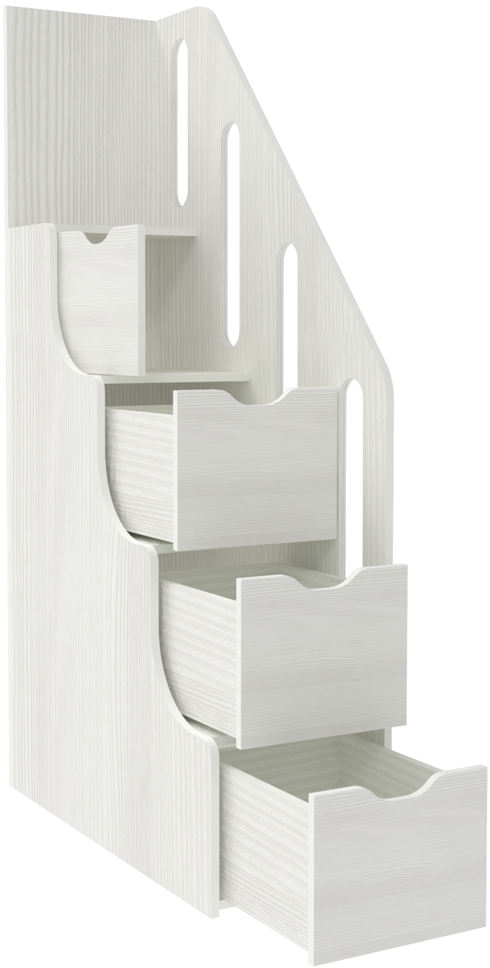 Лестница-комод КарИВи с перилами КарИВи Белое Дерево