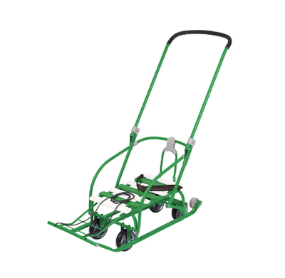 Санки детские складные Nikki 3, с колёсами, с ручкой, цвет зелёный