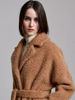 Шуба женская Чебурашка Тедди, коричневый, SilverFox