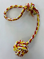 Игрушка - канат для собак мелких и средних пород «НЕСКУЧАЙКА», цвет красный/желтый, 36см