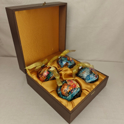 Сувенирный набор из 4-х новогодних шаров "Сказки" с ручной росписью