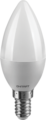 Лампа светодиодная 61 127 OLL-C37-6-230-6.5K-E14-FR 6Вт свеча 6500К холод. бел. E14 600лм 176-264В ОНЛАЙТ 61127