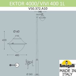 Парковый фонарь FUMAGALLI EKTOR 4000/MIDIPILAR/VIVI 1L LED-HIP V50.372.A10.AXH27