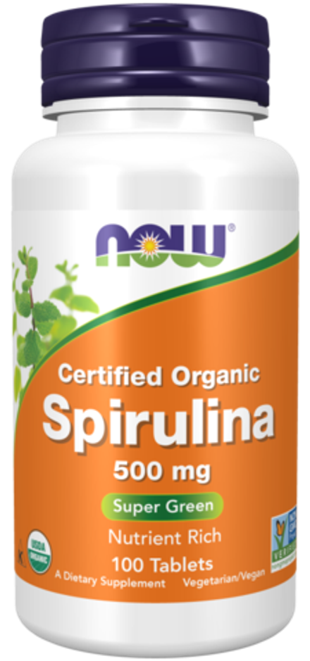 NOW Foods, Органическая спирулина, Organic Spirulina 500 mg, 100 таблеток