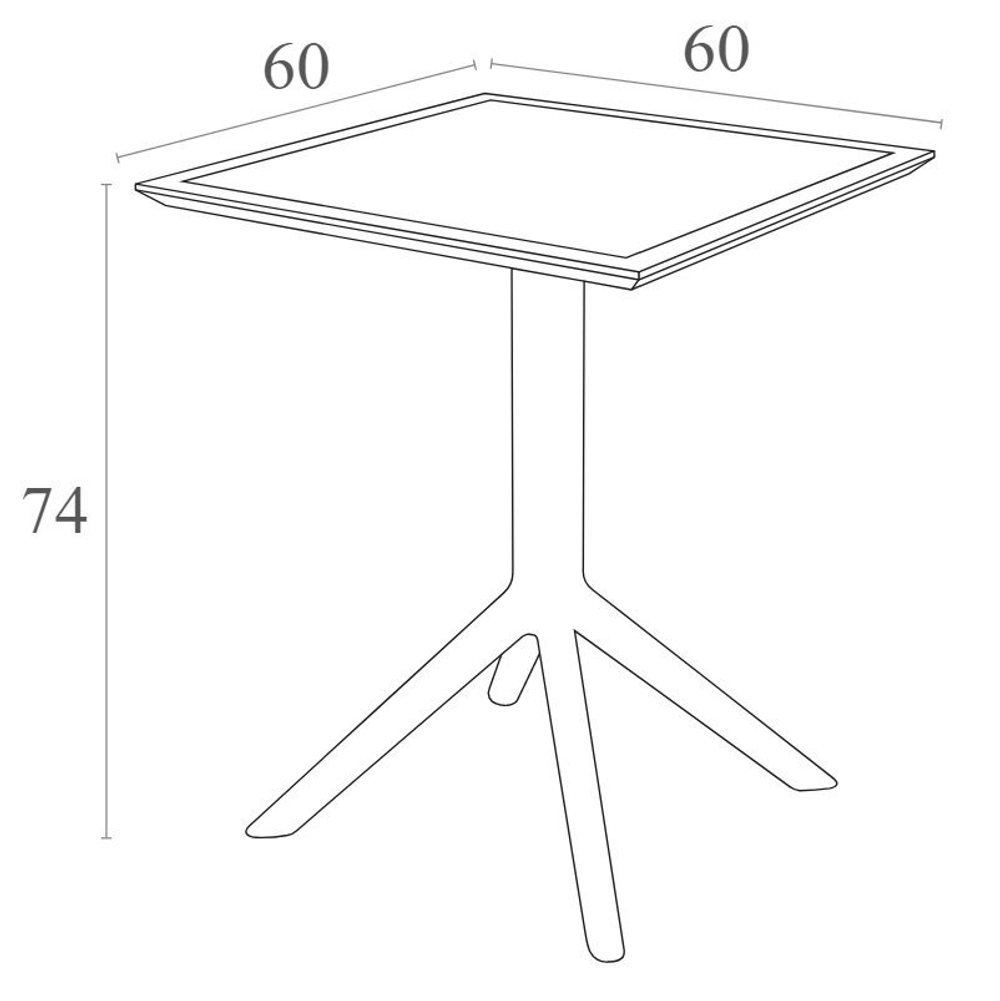 Стол пластиковый складной Siesta Contract Sky Folding Table 60, темно-серый