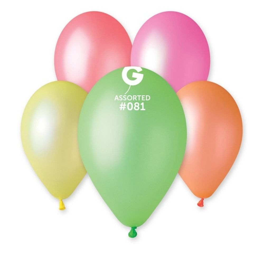 Воздушные шары Gemar, цвет 081 неон ассорти, 100 шт. размер 12&quot;