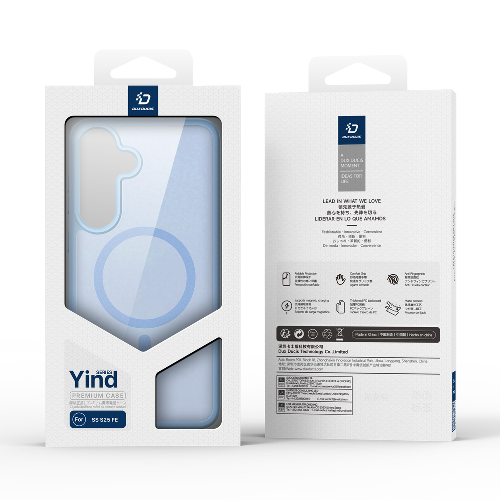 Прозрачный матовый чехол светло-голубого цвета с MagSafe от Dux Ducis для Samsung Galaxy S25 FE, серия Yind Series Case