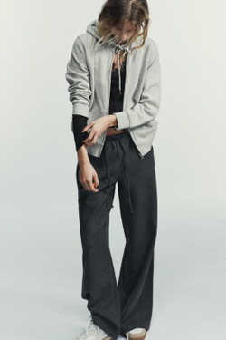 ZARA БРЮКИ ПАЛАЦЦО С ЗАВЯЗКАМИ, СЕРЫЙ МЕЛАНЖ