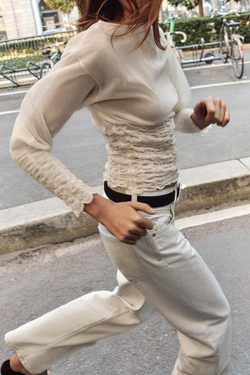 ZARA СВИТЕР ВЯЗАНЫЙ «СОТЫ», ЭКРЮ