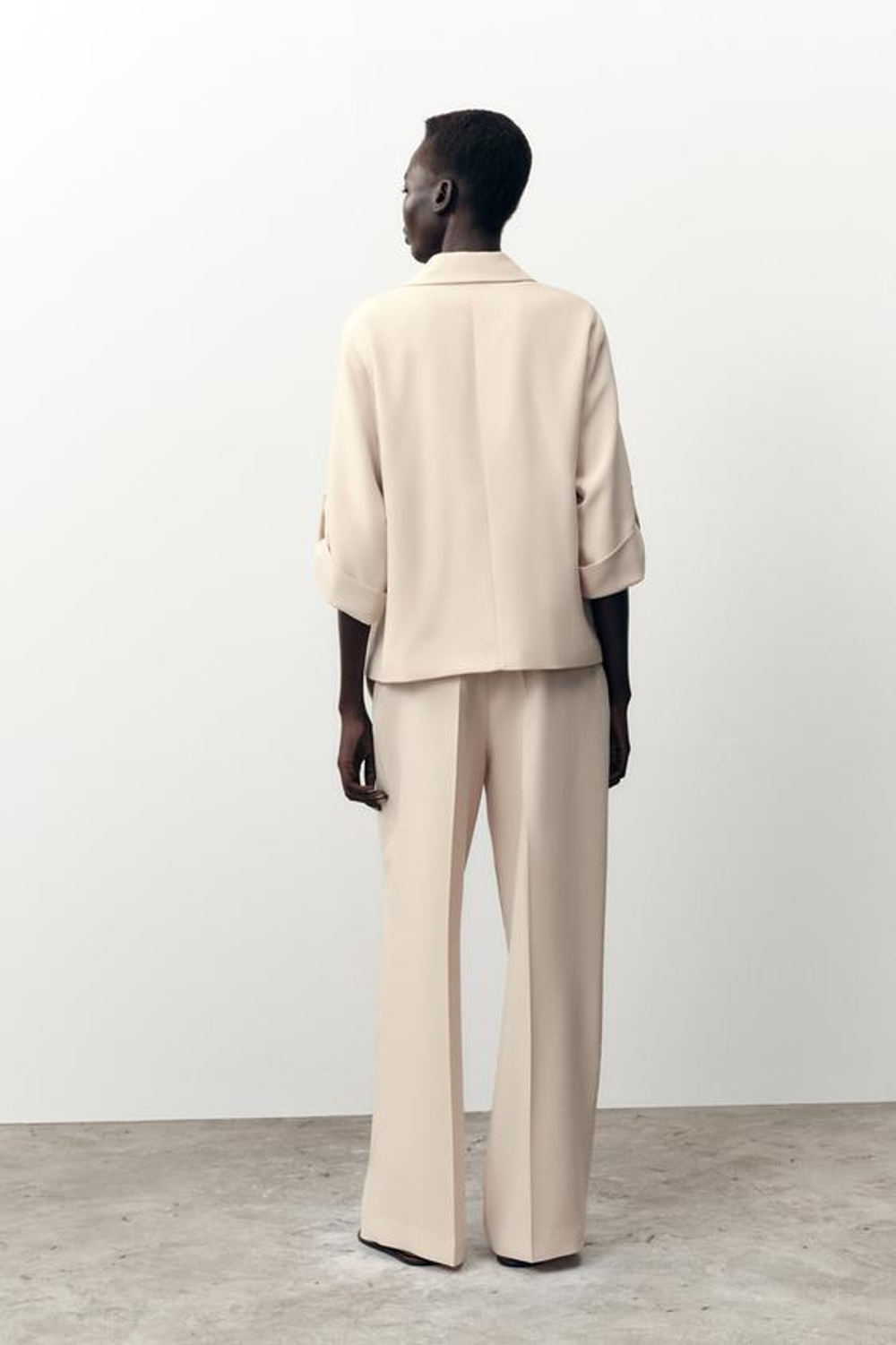 ZARA ПРЯМЫЕ БРЮКИ С ВЫСОКОЙ ПОСАДКОЙ, ПЕСОЧНЫЙ