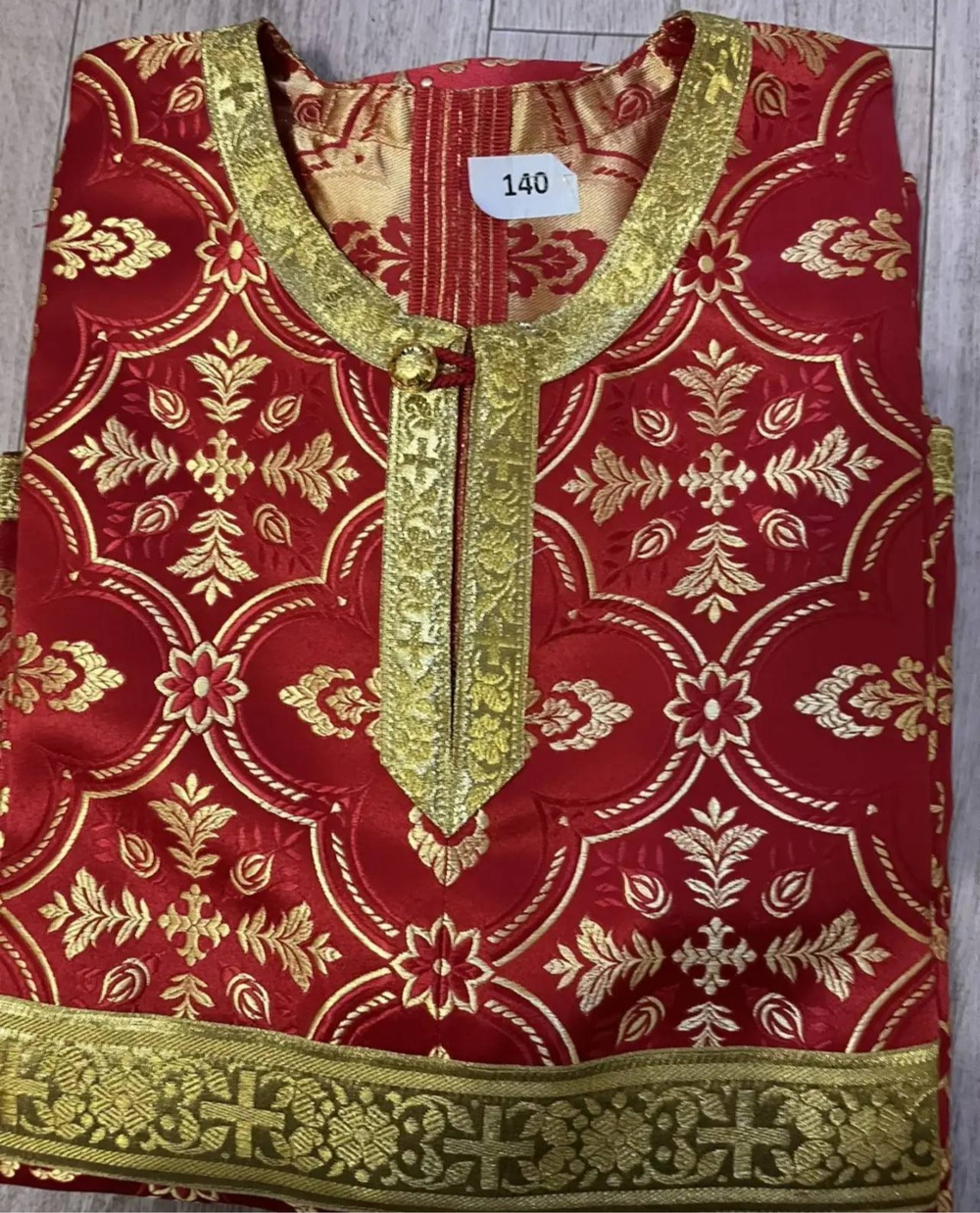 Стихарь алтарный красного цвета из шелка