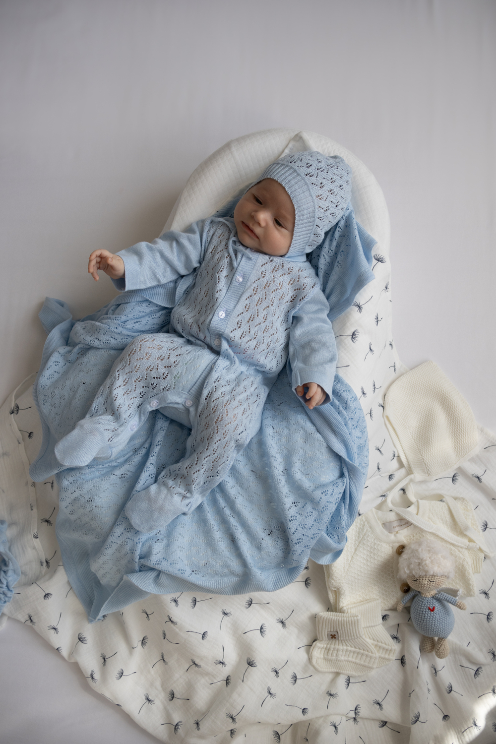 Комплект на выписку "Сакура" со слипом, Голубой