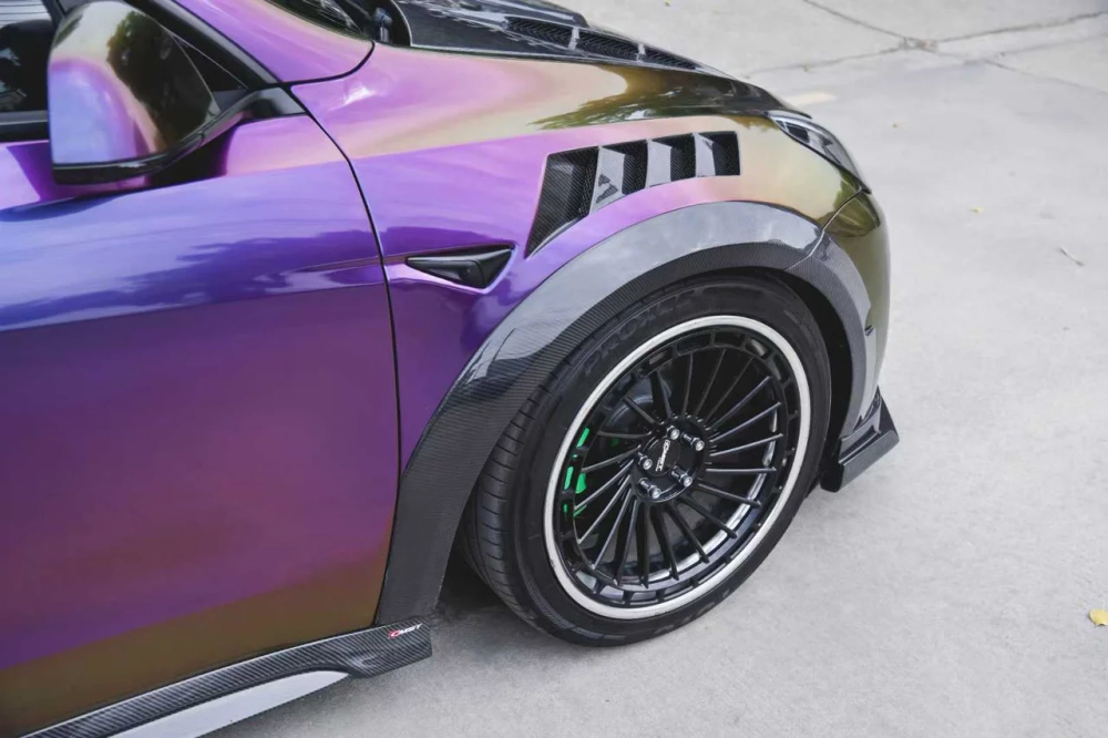 Карбоновый обвес для Tesla Model Y 2024+ тесла Губа бампера Капот Накладки на воздухозаборники юбки Расширители арок