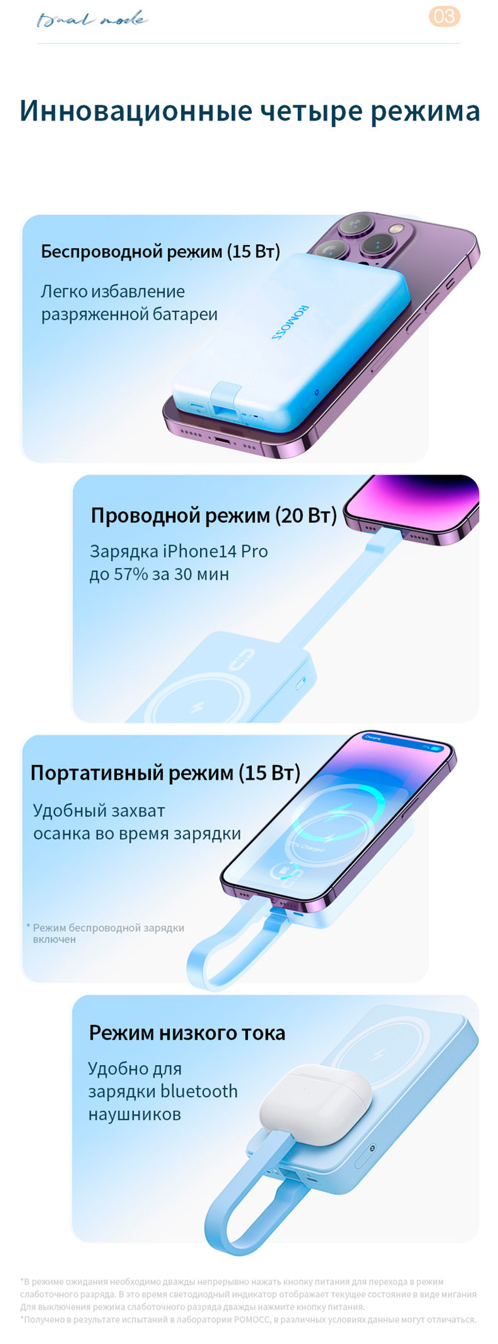 Romoss WMS 10 черный 10000 мА*ч, 30 Вт, позиционирование, беспроводная зарядка