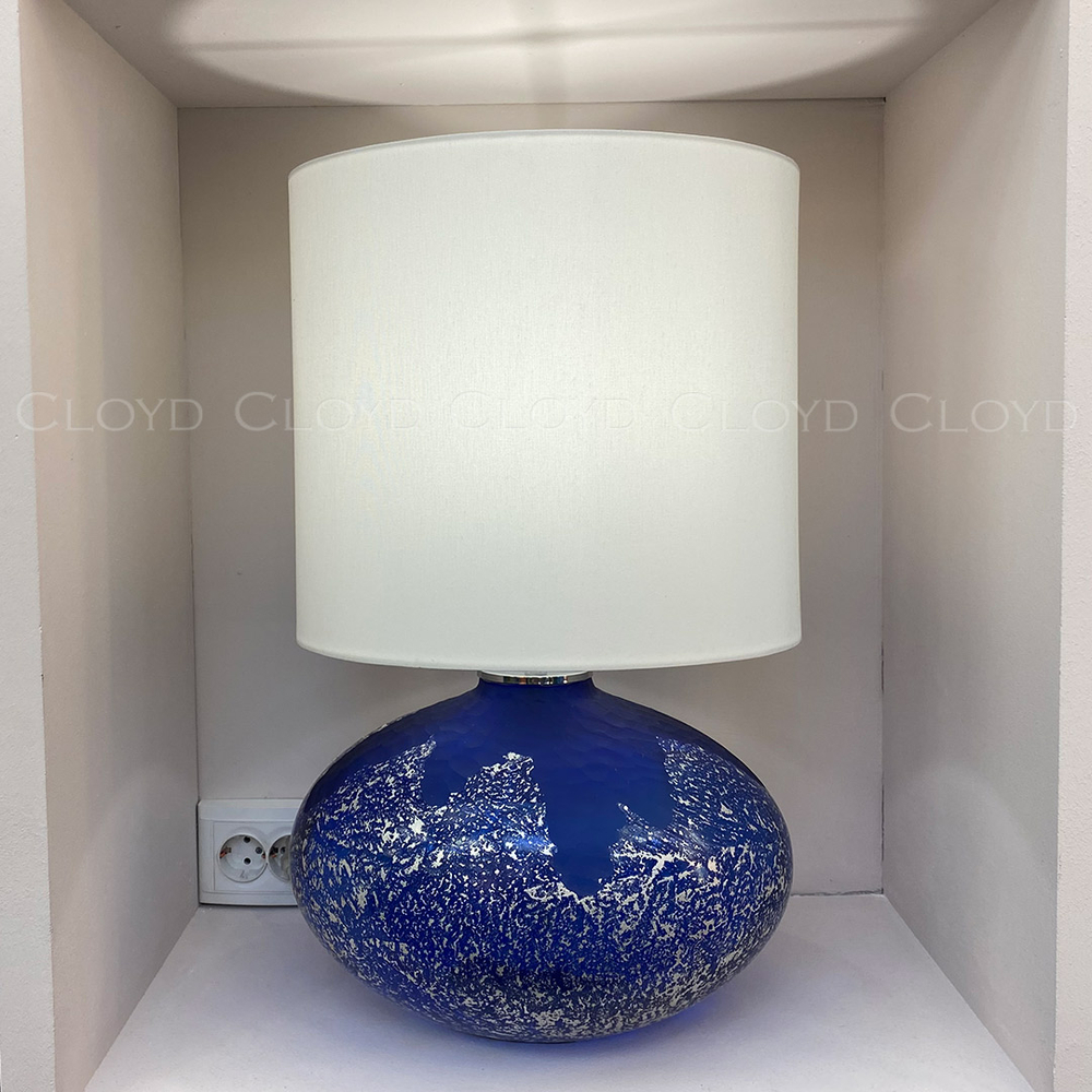 Настольная лампа Cloyd MIRIAM T1 / выс. 60 см - хром - синее стекло (арт.30124)