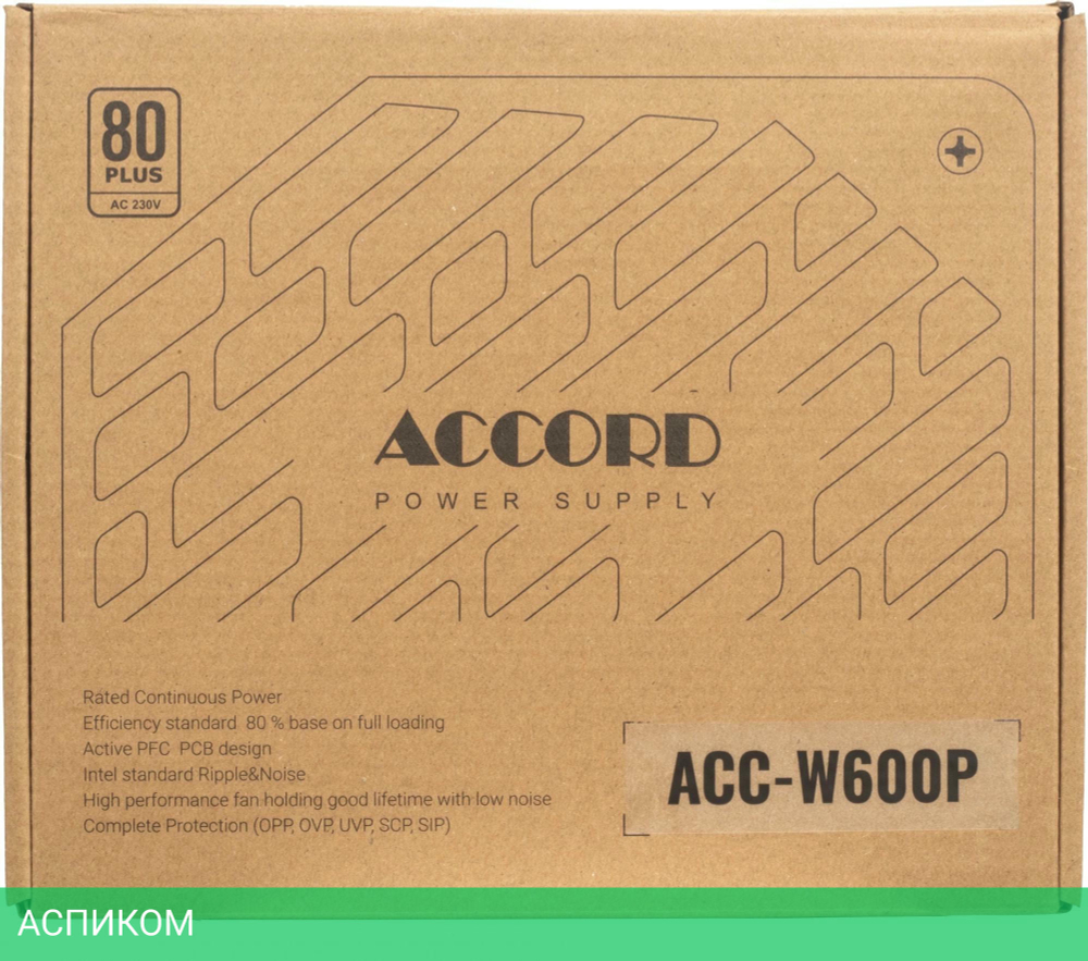 Блок питания Accord ATX 600W 80 Plus White (ACC-W600P)